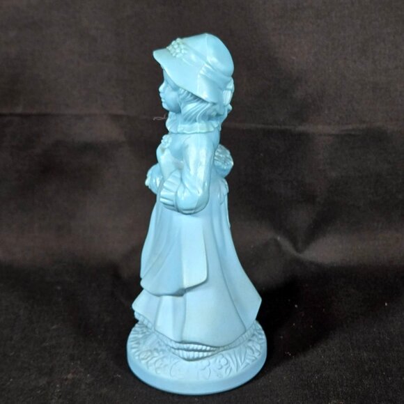 Vintage 70s Avon Decanter Bottle Lady Little Girl Blue Mostly Full -Display Only - Picture 2 of 8